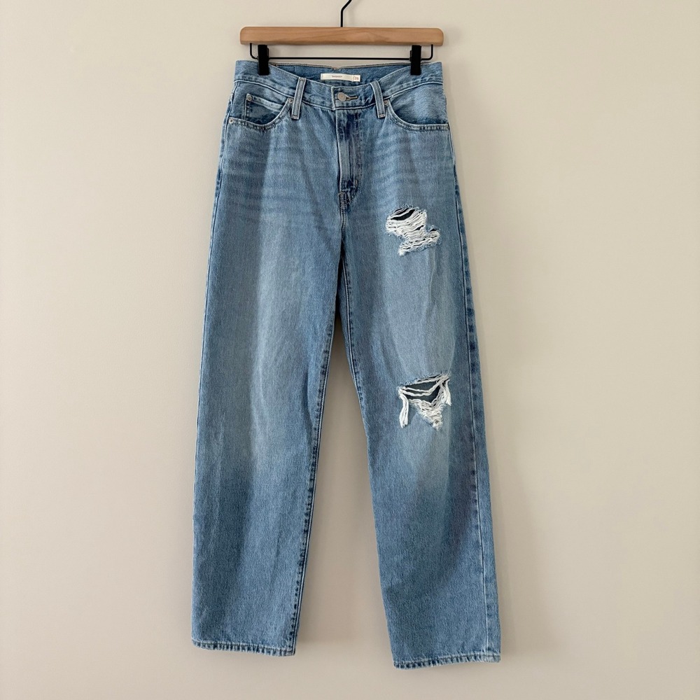 Levi's Jeans '94 Baggy 26 Light Wash Distressed High Rise Straight Leg Denim